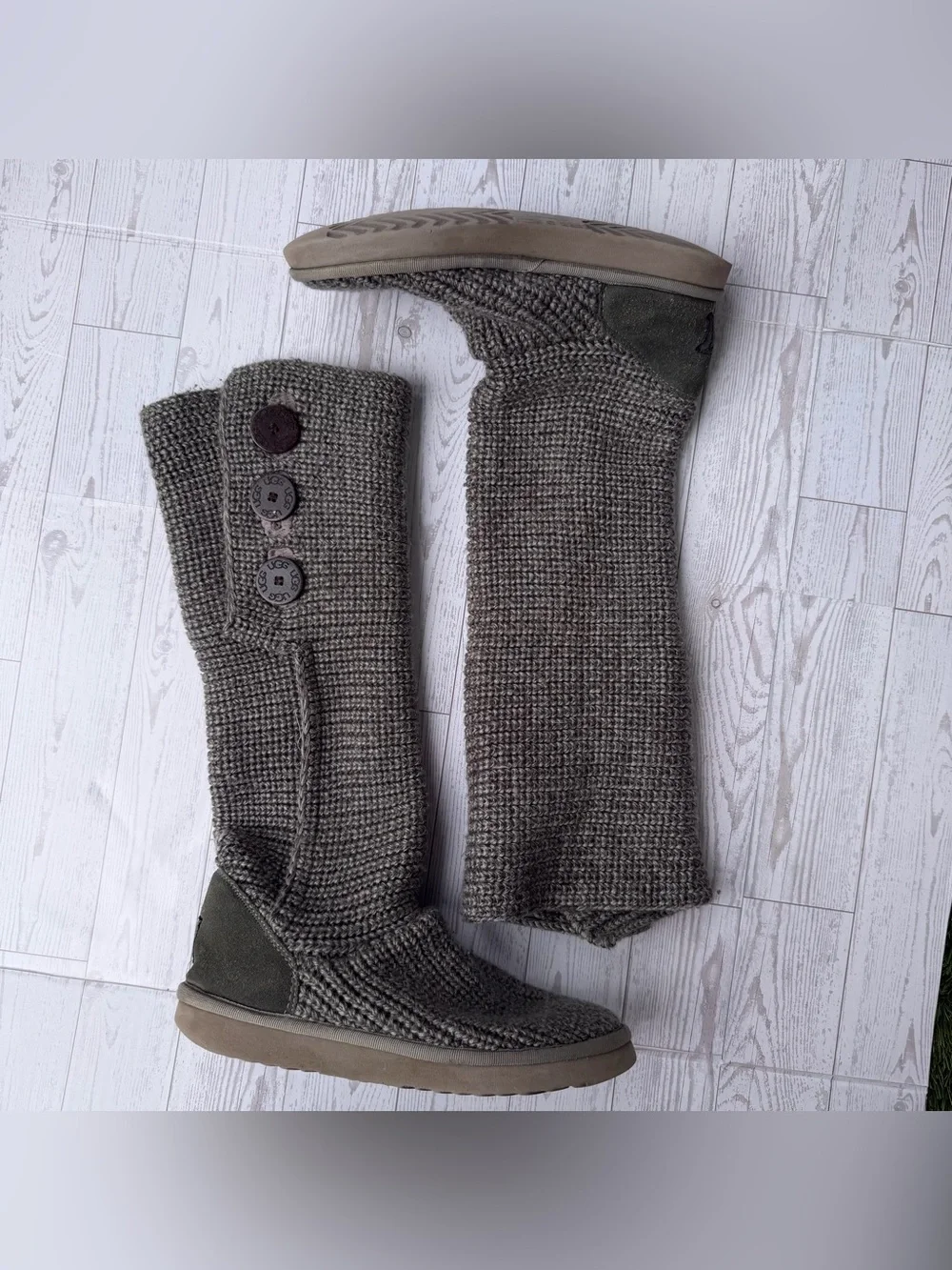 UGG Australia, Ugg, Lattice Cardy Knit Boots, Gray‎ Boots | Women’s 8